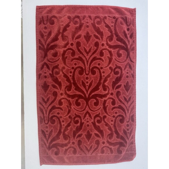 Carrara Red Toned Sculpted Hand Towel Italy 100% Cotton Approx 15.5”x24” damask - Picture 2 of 6